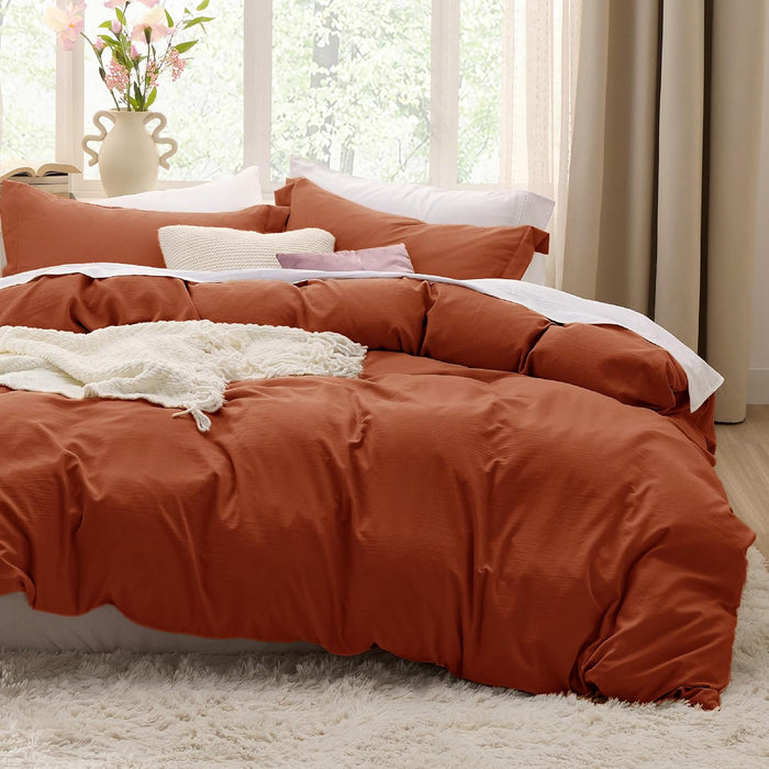 Bedsure Duvet Cover Queen Size - 3 Pieces Prewashed Extra Soft Bedding Set, Includes 1 Duvet Cover 90x90 Inches with Zipper Closure & 2 Pillow Shams, Linen, Comforter Not Included