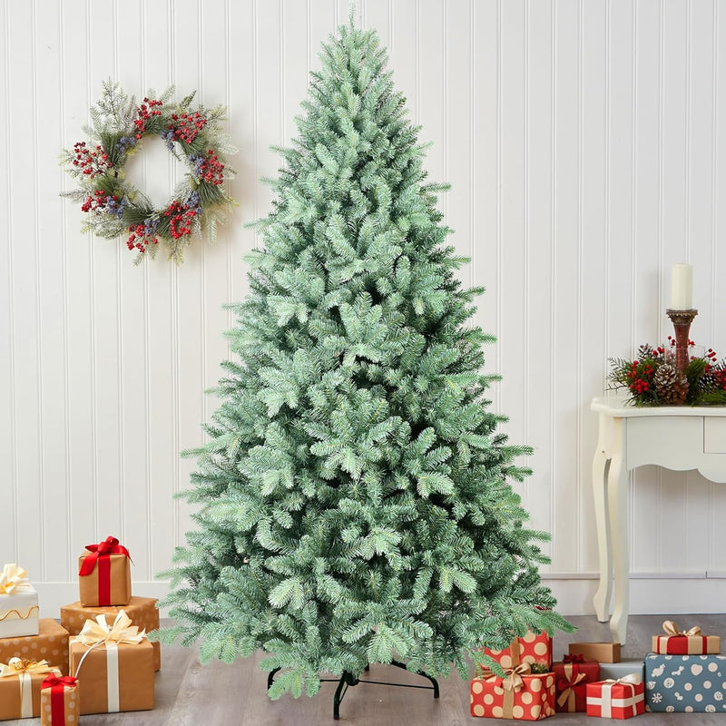 5ft Prelit Artificial Christmas Tree, Blue Spruce Xmas Tree with Hinged Branches for Easy Setup, Halloween Trees Tips with Lights for Home & Office Holiday Christmas Decor