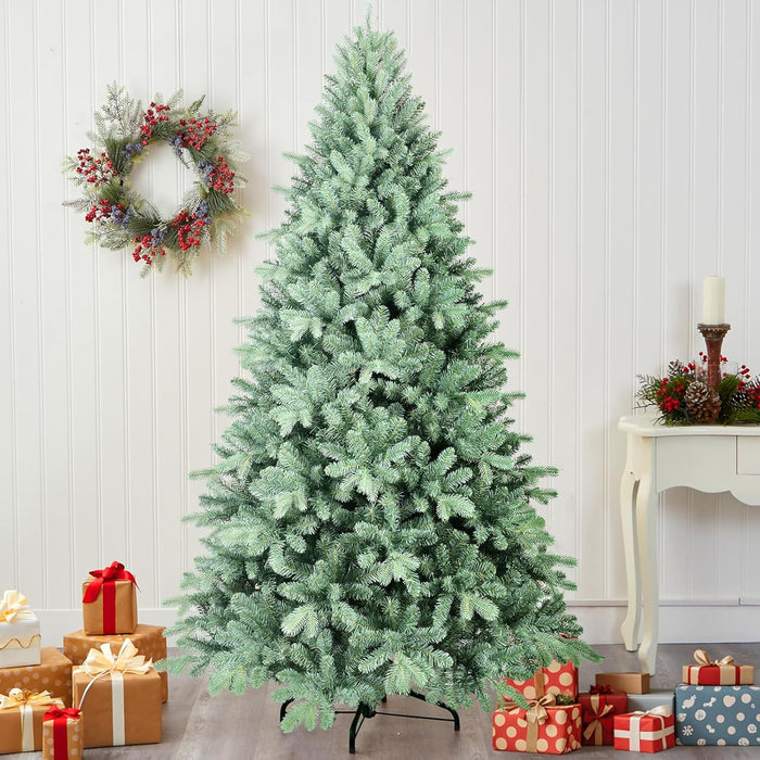5ft Prelit Artificial Christmas Tree, Blue Spruce Xmas Tree with Hinged Branches for Easy Setup, Halloween Trees Tips with Lights for Home & Office Holiday Christmas Decor