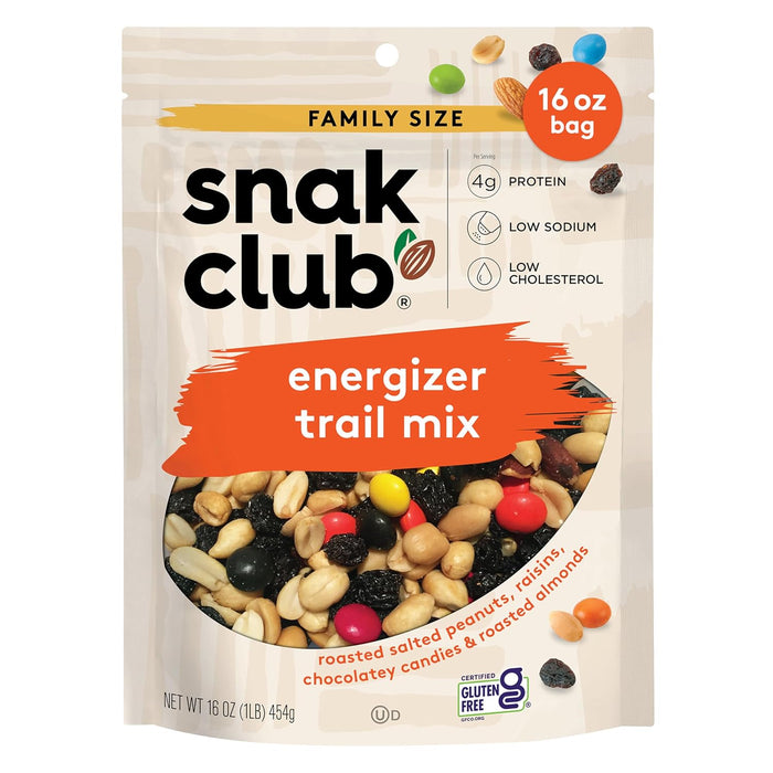 Snak Club Peanut Butter Chocolate Trail Mix with Peanuts, Peanut Butter M&M’S, Toffee Peanuts, and Pretzels, 11 oz Resealable Bag