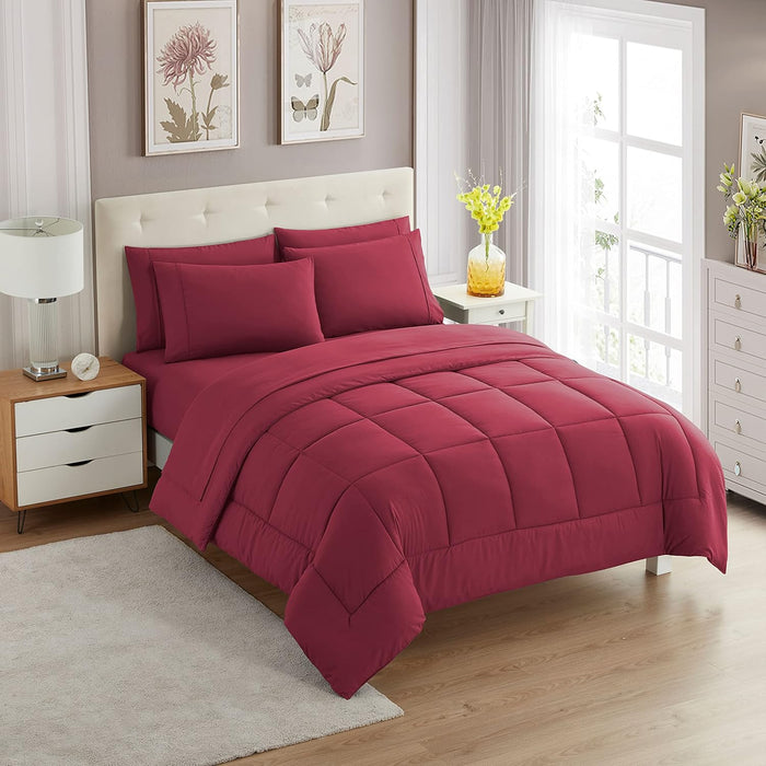 Full Size Comforter Set with Sheets - 7-Piece Bedding Collection - 1 Comforter, 1 Fitted Sheet, 1 Flat, 4 Pillowcases - Deep Pocket - Soft & Premium Quality - Ideal for All Seasons, Navy Blue