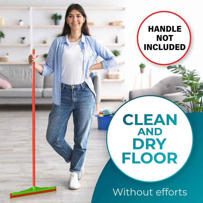 HELOMOR Floor Squeegee Wiper Heads 3-Pack Refill Mop Foam Dual Moss, 16" L For Cleaning Indoor Kitchen Households & Offices Scooping & Drying Water On Wood Parquet Concrete Tile Bathroom Shower Window