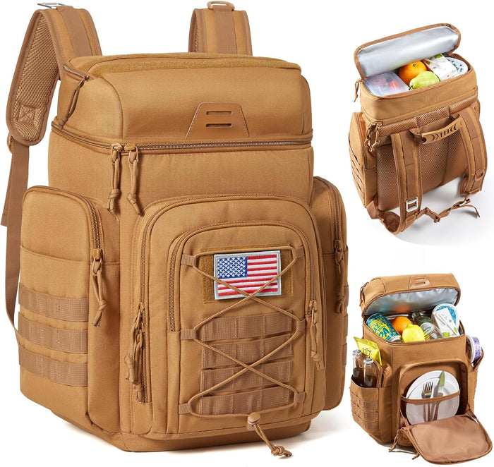 TOURIT 42 Can Tactical Cooler Backpack – Insulated for 16H Ice Retention, Leakproof, Multi-Pocket with DIY Hook & Loop Panel