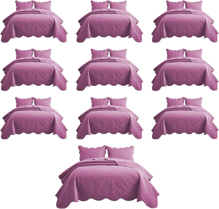 IR Imperial Rooms Queen Quilt Bedding Set Size (90" x 96") + 2 Pillow Shams (20" x 26"+ 2") - 3 Pcs All Season Lightweight Reversible Microfiber Coverlet Embossed Quilt Bedspread (Grey)