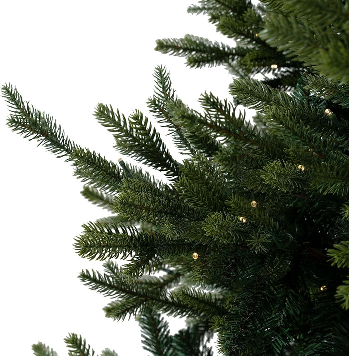 Kinsley 6.5ft Prelit Aritificial Christmas Tree with 3156 Branch Tips, 450 Warm Lights and Metal Stand, 53" Wide Realistic Traditional Christmas Tree with Lights by Naomi Home