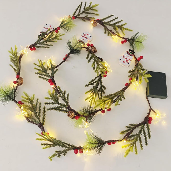 Pine Garland-6FT Christmas Garland,Artificial Evergreen Battery Operated Garland with Lights,Prelit Garland Timer for Mantle Holiday Outdoor Indoor Fireplace Decor