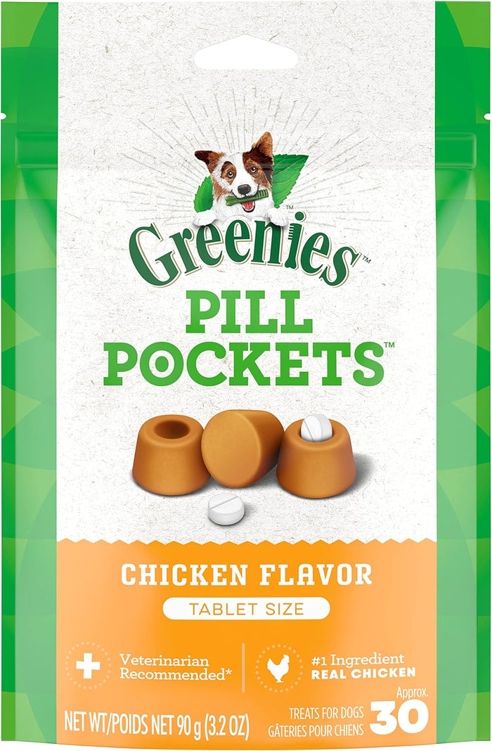 Greenies Pill Pockets for Dogs Small Size, Soft Dog Treats, with Real Peanut Butter, 3.2 oz. Pouch (30 Treats)