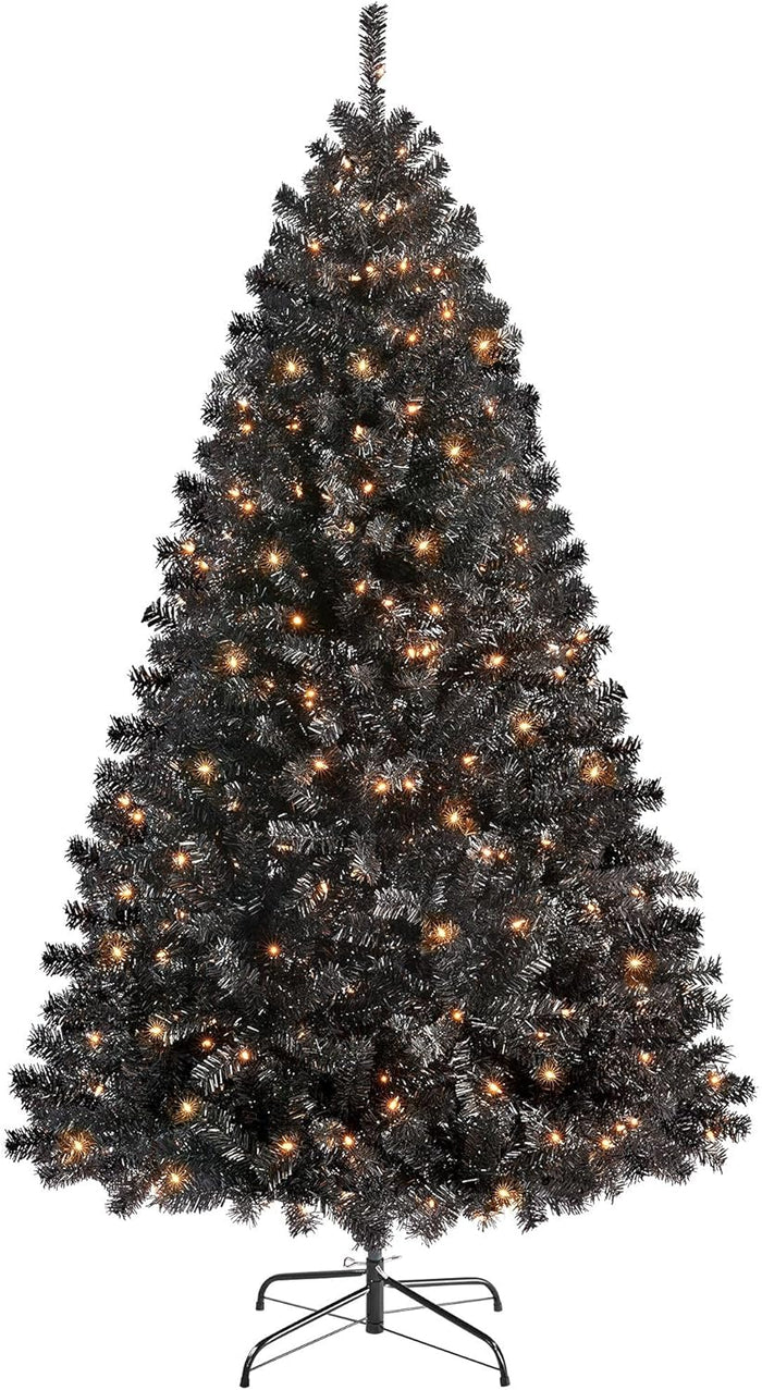 Yaheetech 9ft Pre-lit Spruce Artificial Hinged Christmas Pine Tree Prelighted Holiday Xmas Tree for Home Party Decoration with 850 Warm White Lights and 2160 Branch Tips, Green