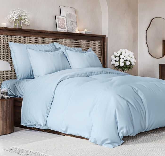 Duvet Cover King Size Set - Extra Soft King Size Duvet Cover 104 x 90 with 2 Pillow Shams - Hotel Luxury, Easy Care and Fade Free with Zipper Closures & Ties - Comfy, Breathable Bedding Set (White)