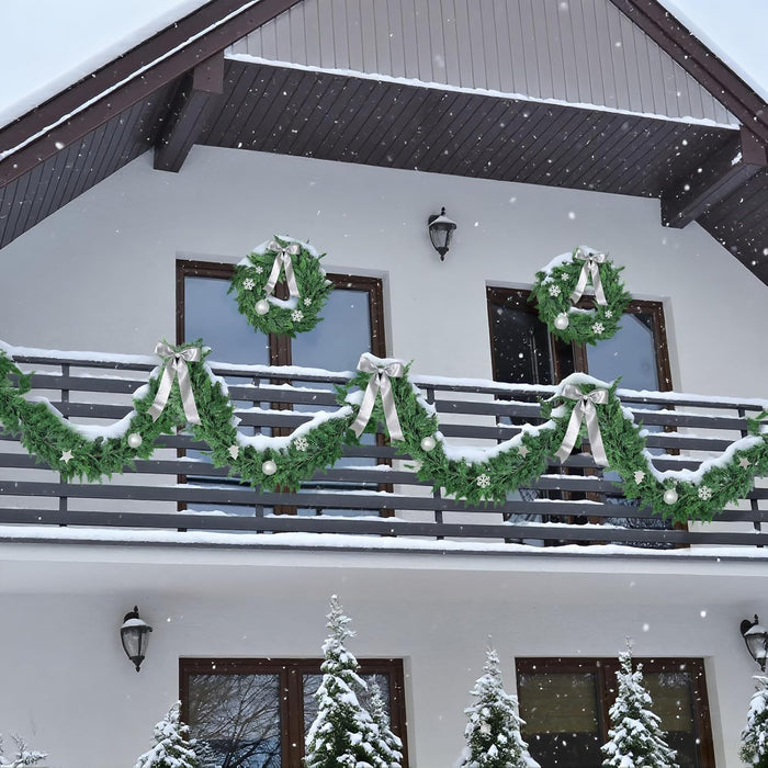 9 Ft Artificial Cedar Garlands, Faux Cypress Garland, Realistic Christmas Real Touch Greenery Pine Garland for Table, Mantle, Wall, Indoor, Outdoor Christmas Decorations (1, 9 FT)