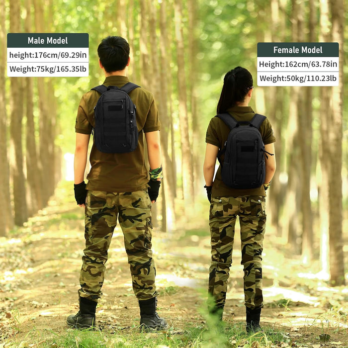 Wowelife Small Tactical Backpack for Men, Mini Tactical Backpack 10L Kids, Small Military Day Pack, Molle Bag Black for Men for Hunting Camping Trekking Travel, Black