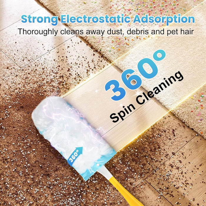 36 Pack Duster Refill for Swiffer Duster, 360°Heavy Duty Duster Refills Kit, Strong Electrostatic Adsorption Technology, Suitable for Furniture, Curtains, Offices and Other Scenes with 1 Short Handle