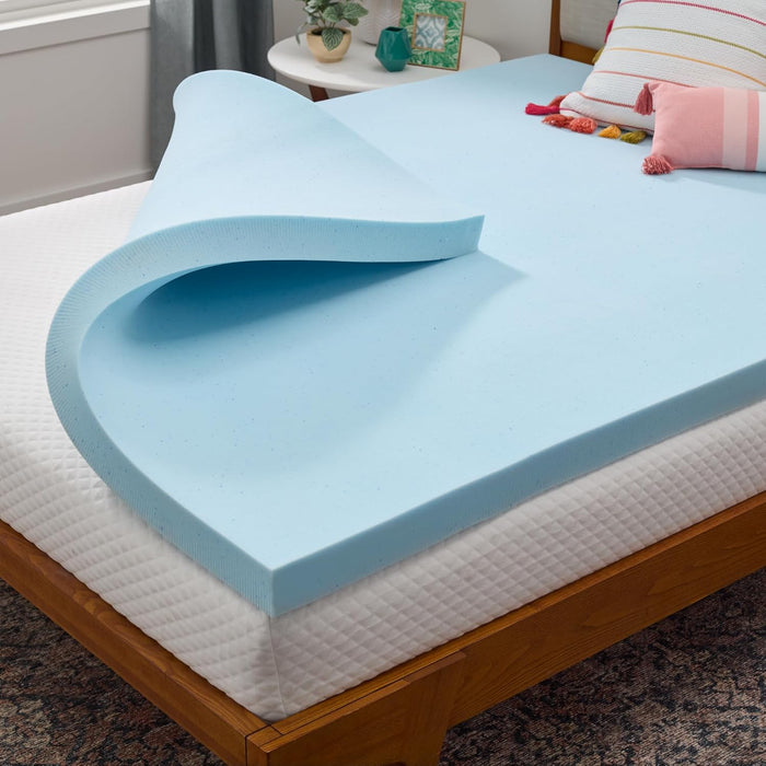 Linenspa Memory Foam Mattress Topper - 2 Inch Gel Infused Memory Foam - Plush Feel - Cooling and Pressure Relieving - CertiPUR Certified - Dorm Room Essentials - Twin XL Size