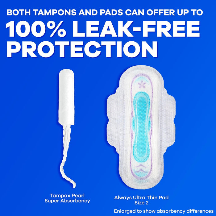 Tampax Pearl Tampons Multipack, with LeakGuard Braid, Light/Regular/Super Absorbency, Unscented, 47 Count