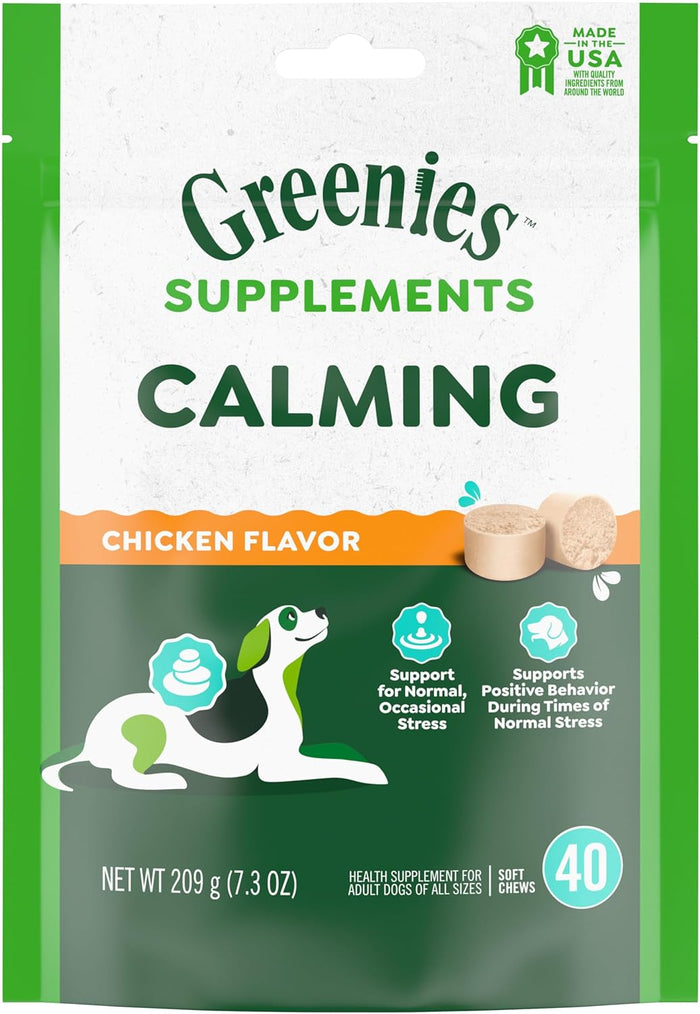 Greenies Supplements Calming Chews for Dogs Chicken Flavor, 14.7 oz. Container of 80 ct.