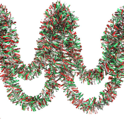 CCINEE 32.8 Feet Christmas Tinsel Garland,Metallic Tinsel Twist Garland Shiny Hanging Decoration for Party Supplies Xmas Tree Home Stairs Indoor Outdoor Decor(Red Green Sliver)