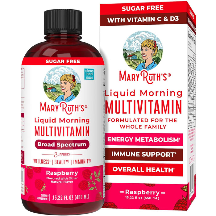 MaryRuth Organics Liquid Morning Multivitamin for Women, Men & Kids | Vitamin A C D E B6 B12 Biotin Zinc | Beauty | Vegan | Non-GMO | Gluten Free | 32 Servings