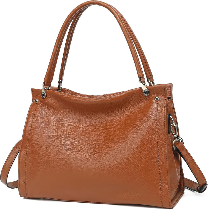 KOGTLA Women's Genuine Leather Purses with Detachable Satchel Strap, Ladies Tote Bag Handbags Top-Handle Shoulder Hobo Bags
