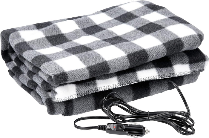 Stalwart Heated Car Blanket – 12-Volt Electric Blanket for Car, Truck, SUV, or RV – Portable Heated Throw, Camping Essentials (Tan)