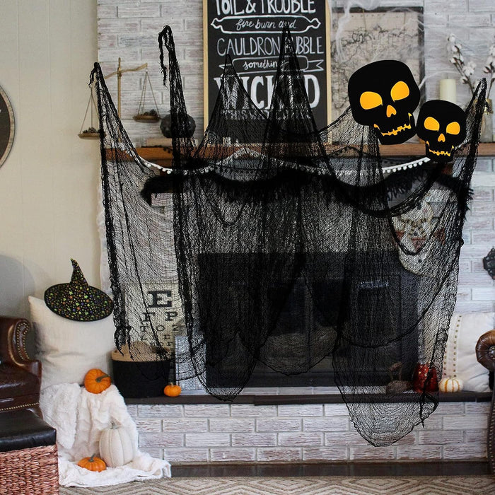 Yunfan 590" x 30" Halloween Creepy Cloth Spooky Halloween Decorations Indoor Outdoor Haunted House Party Decor Supplies Backdrops for Garden,Doorways,Yard,Home,Windows