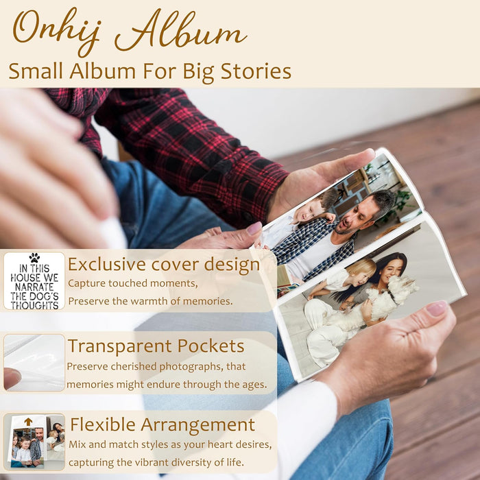 Dog Photo Album 4x6 Hold 36 Photos, Dog Lover Mom Dad Owner Gifts, in the House We Narrate the Dog's Thoughts Small Photo Album Picture Memory Book Keepsake