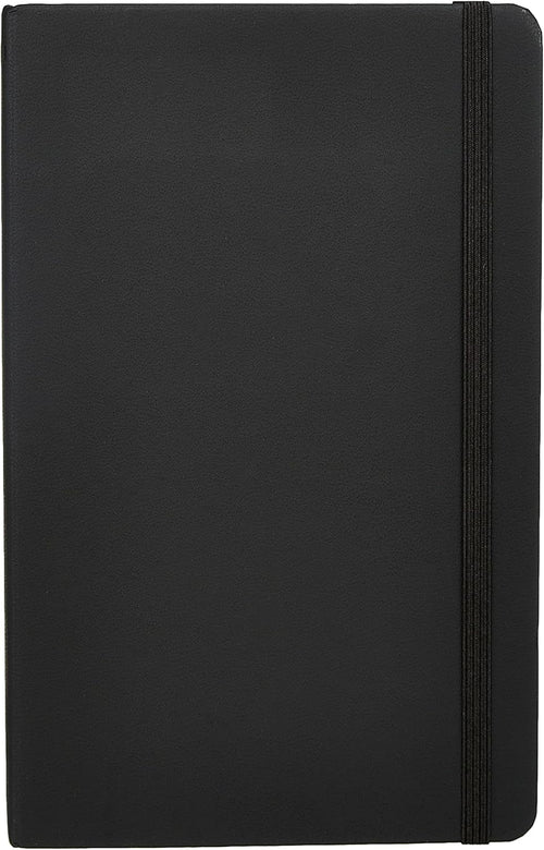 Amazon Basics Classic Lined Writing Notebook for Note Taking and Journaling, Hardcover with Elastic Closure, 240 Pages, 5" x 8.25", Black