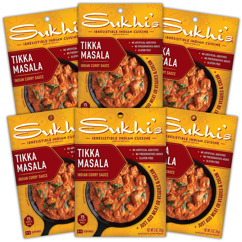 Sukhi's Indian Curry Paste - Vindaloo Masala Sauce 3oz (Pack of 6) 84 Servings - Gluten Free Indian Food Indian Curry Sauce with Indian Spices