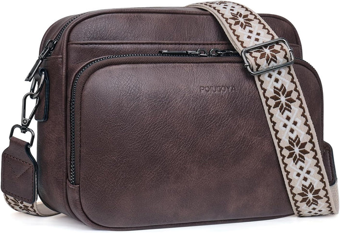 POIUGOYA Crossbody Purses for Women Trendy,Vegan Leather Medium Crossbody Bag,Women's Crossbody Travel Purse Built in Wallet