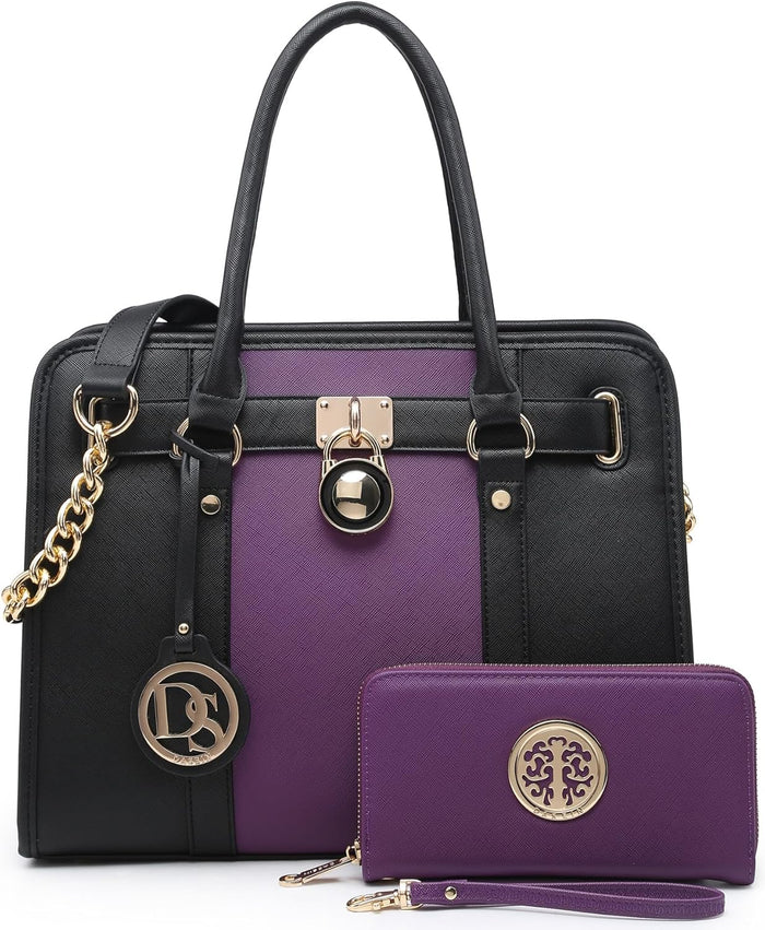 Dasein Handbags Purses Set for Women Top Handle Satchel Shoulder Bags Large Work Tote Bag with Matching Wallet