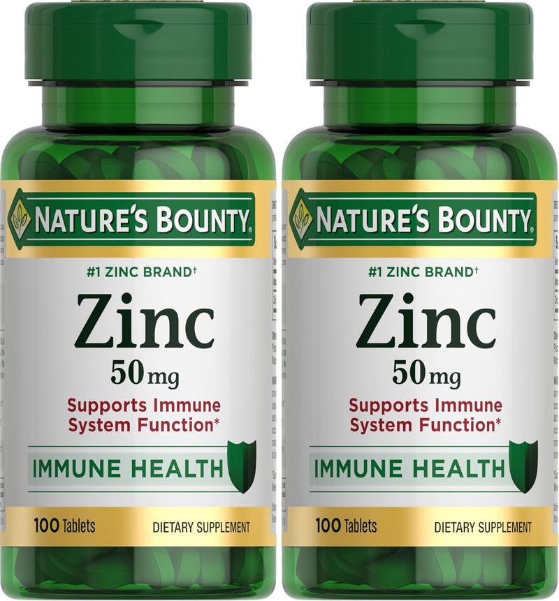 Nature's Bounty Zinc 50mg, Immune Support & Antioxidant Supplement, Promotes Skin Health, 1 Caplet Per Day, Gluten Free, 250 Vegetarian Caplets