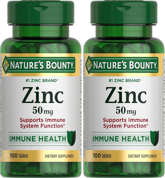 Nature's Bounty Zinc 50mg, Immune Support & Antioxidant Supplement, Promotes Skin Health, 1 Caplet Per Day, Gluten Free, 250 Vegetarian Caplets