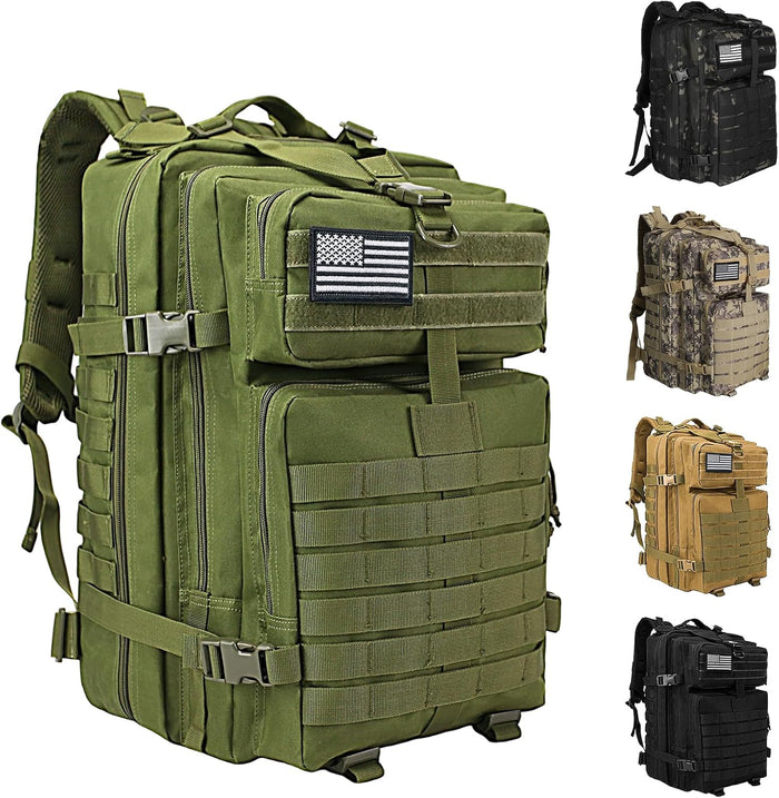 WOLT | Tactical Backpack for Men 45L Military Molle Backpack Large 3 Day Assault Pack Rucking Backpack for Hiking Survival(Black)