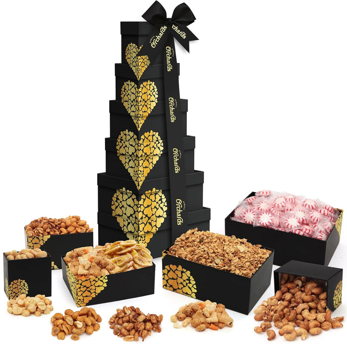 Holiday Nuts gift Basket - Delicious Mixed Cravings Gourmet Collection, Features 7 Sectional Platter with Freshly Roasted Nuts, Thanksgiving Gift Basket.
