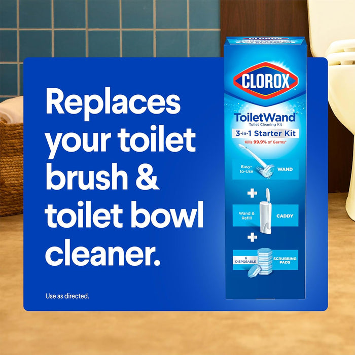CLOROX Original Toilet Cleaning System - ToiletWand, Storage Caddy and 16 Heads, (Package May Vary)
