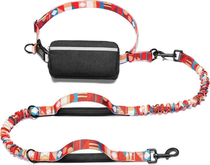 iYoShop Hands Free Dog Leash with Zipper Pouch, Dual Padded Handles and Durable Bungee for Walking, Jogging and Running Your Dog (Large, 25-120 lbs, Lavender)