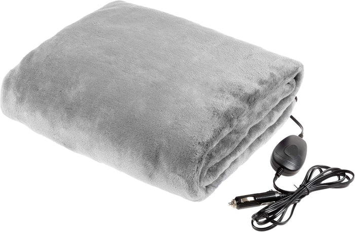 Stalwart Heated Car Blanket – 12-Volt Electric Blanket for Car, Truck, SUV, or RV – Portable Heated Throw, Camping Essentials (Tan)