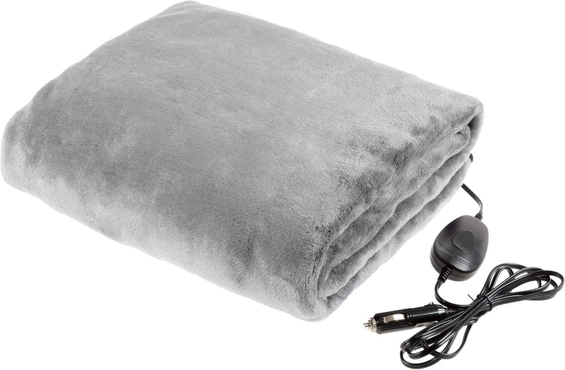 Stalwart Heated Car Blanket – 12-Volt Electric Blanket for Car, Truck, SUV, or RV – Portable Heated Throw, Camping Essentials (Tan)