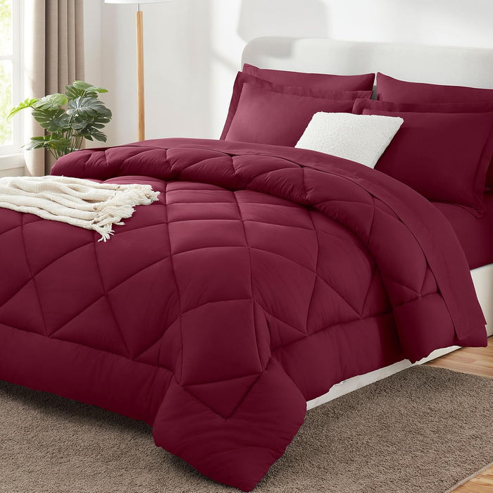 CozyLux Full Size Comforter Sets Navy Blue - 7 Pieces Bed in a Bag Full, Luxury Soft Bed Set for All Seasons, Bedding Set with Down Alternative Comforter, Sheets, Pillowcases & Shams