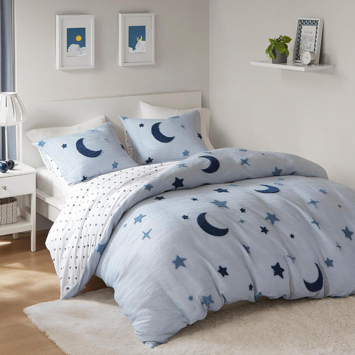 Intelligent Design Kids Full Comforter Set for Girls, Tufted Chenille Floral Comforter Set Queen, Lightweight Polka Dot Reversible Bed Set, Shams, Pillow, Gracie, Full/Queen White/Purple 4 Piece