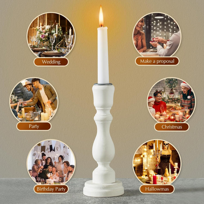 36 Pack White Taper Candles, 6-7 Hours Burn Time, Unscented and Smokeless, 4/5 x 10 Inch Dinner Candle Set for Household, Wedding, Party and Home Décor Candlesticks