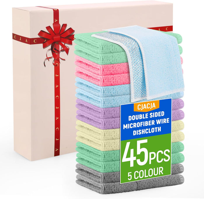 Double Side Non Scratch Wire Dishcloth 15pcs-Multipurpose Wire Dishwashing Rags Wire Mesh Cleaning Cloth,Kitchen Towels and Dishcloths Sets Microfiber Cloth for Cleaning Pans Sinks & Cookware