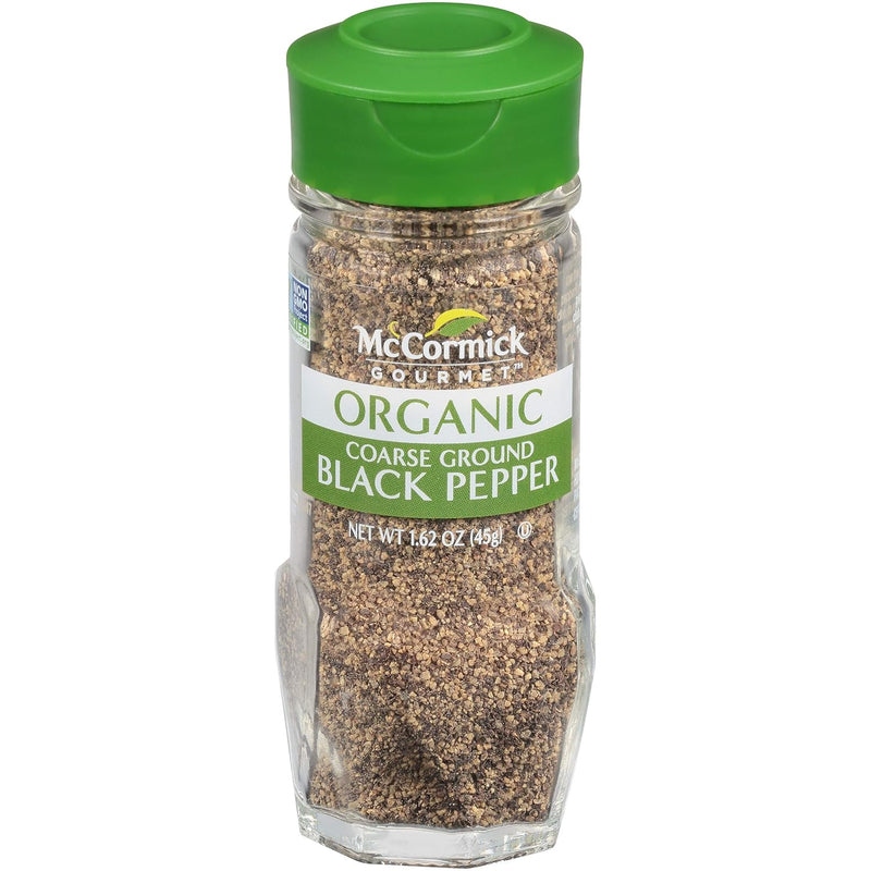 McCormick Gourmet Organic Coarse Ground Black Pepper, 1.62 oz (Pack of 3)