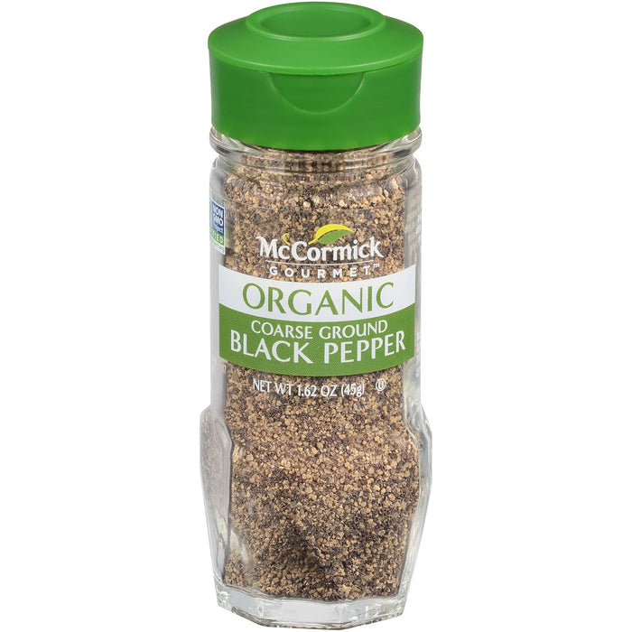 McCormick Gourmet Organic Coarse Ground Black Pepper, 1.62 oz (Pack of 3)