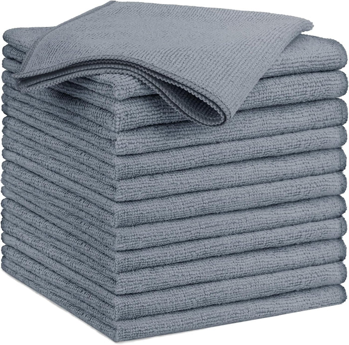 GLIMGLINT Black Microfiber Cleaning Cloth, 150 Pack Microfiber Towels for Cars, Lint Free, Scratch-Free, Highly Absorbent, Reusable Cleaning Rags for Car, Household, Shop Towels 14"X12"