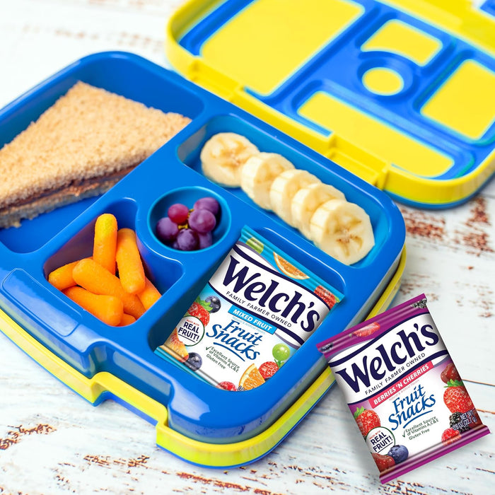Welch's Fruit Snacks, Mixed Fruit & Berries 'N Cherries Variety Pack, Great for School Lunches, Bulk Pack, Stocking Stuffers, Individual Single Serve Bags, 0.8 oz (Pack of 60)