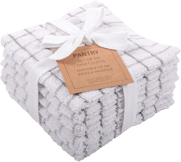 KAF Home Pantry 100% Cotton Checkered Grid Dish Cloths | Set of 6, 12 x 12 Inches | Absorbent and Machine Washable | Perfect for Cleaning Counters, and Any Household Spills - Blue