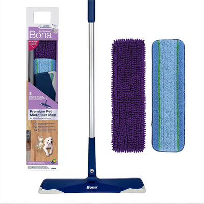 Bona Premium Pet Floor Care Microfiber Mop Kit | Cleans Dog, Cat, Puppy & Kitty Paw Marks, Urine Stains, Odors, Dirt & Hair | Anti-Bacterial, Pet-Safe, Scratch-Resistant for Stone & Wood