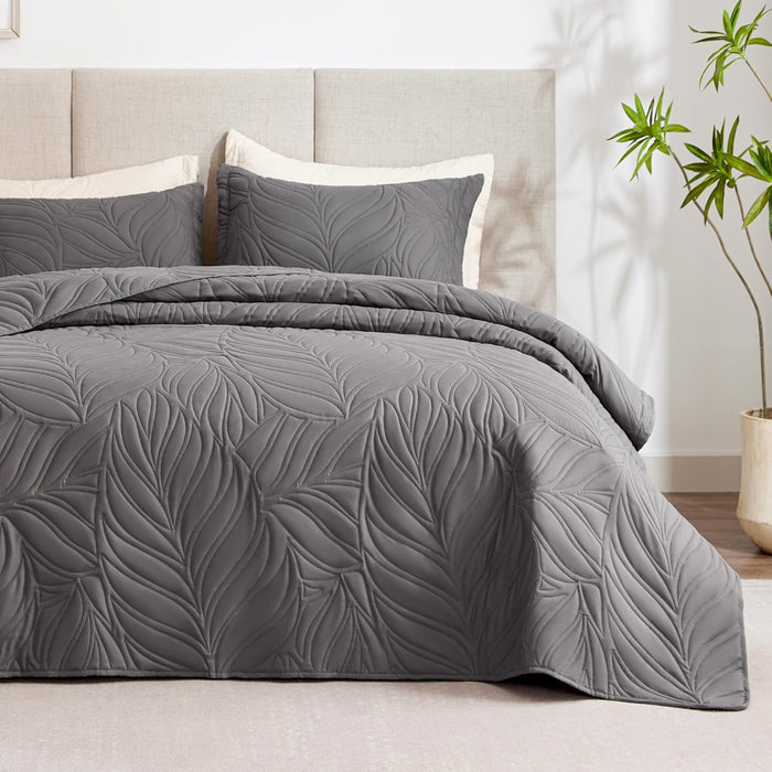 EXQ Home Quilt Set Full Queen Size Black Print 3 Piece,Lightweight Soft Coverlet Modern Style Sun Starry Pattern Bedspread Set(1 Quilt,2 Pillow Shams)