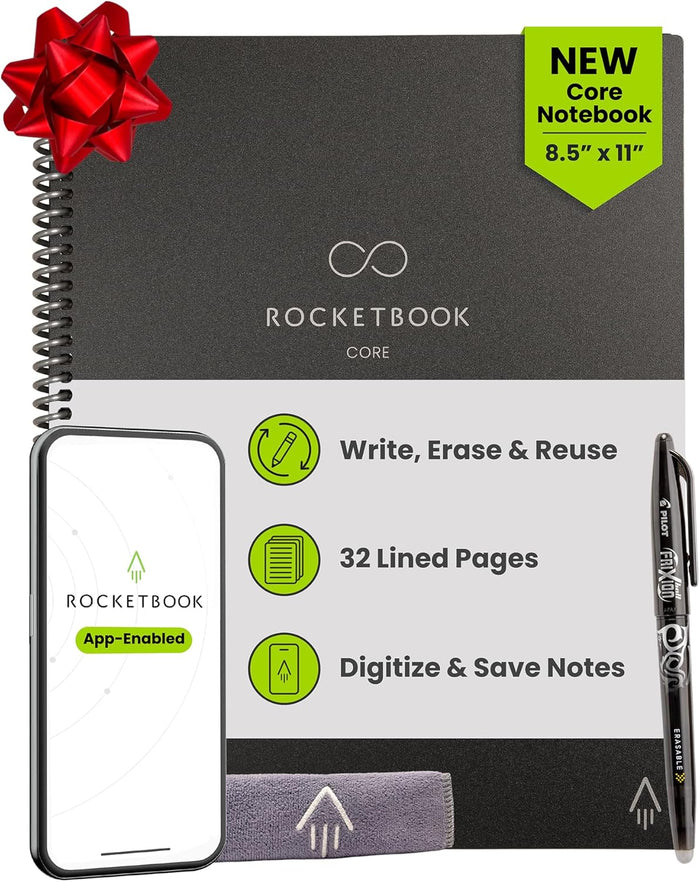 Rocketbook Core Reusable Smart Notebook, Lined Pages For School, Work and Creative Projects, Letter Size 8.5x11, Blue - Premium