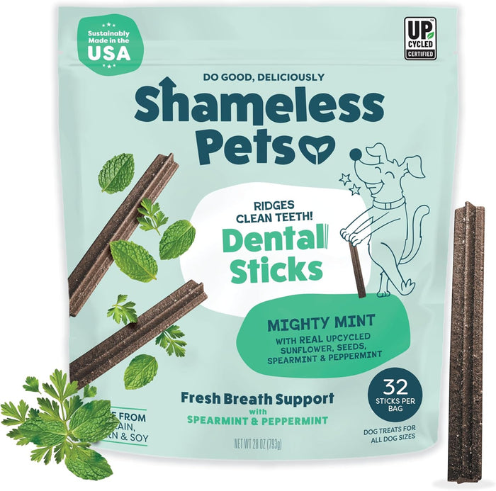 Shameless Pets Dental Treats for Dogs, Variety (4-Pack) - Healthy Sticks for Teeth Cleaning & Fresh Breath - Dog Bones Dental Chews Free from Grain, Corn & Soy